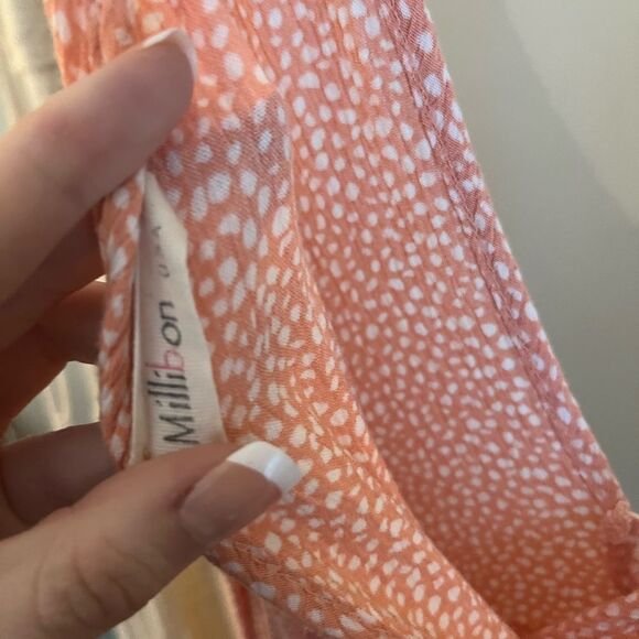 Millibon boutique Peach Polka Dot Sleeveless Dress - Picture 3 of 3